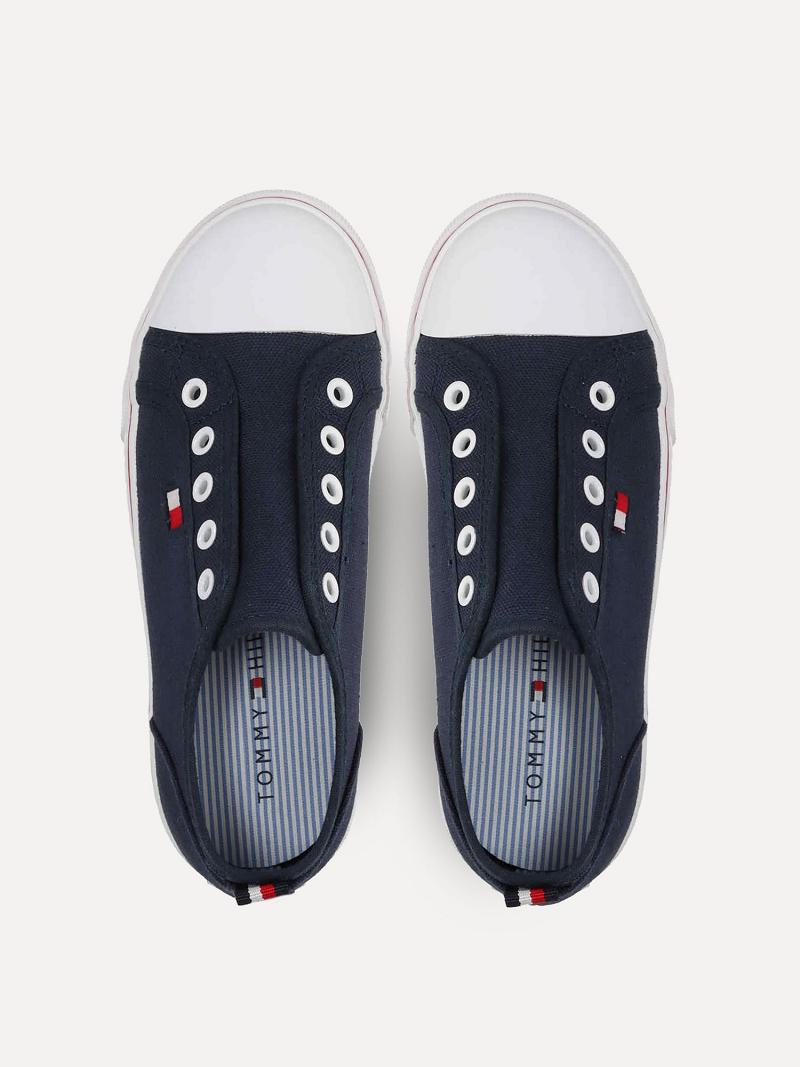 Fiú Tommy Hilfiger Laceless Tornacipő Sötétkék | HU 2323QMA